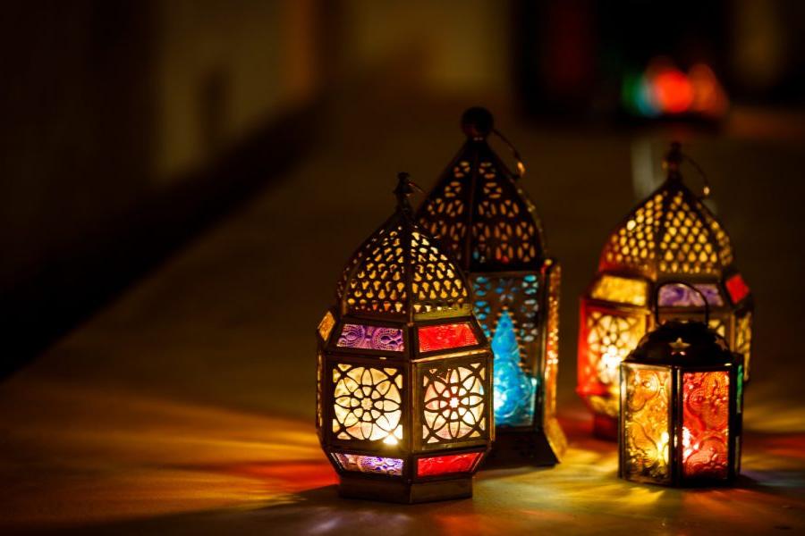 Colorfully lit lanterns